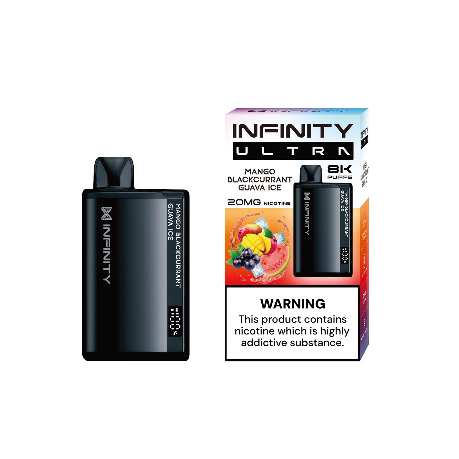 11_02340cbe-034a-4d01-9cf4-4581e66763c8.jpg INFINITY ULTRA DISPOSABLE MANGO BLACKCURRANT GUAVA ICE 8000 PUFF - Image 1