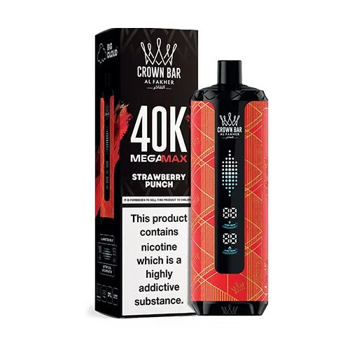 1_0008_Layer4_3517515a-e511-49dd-94c7-3e61e592a695.jpg AL FAKHER CROWN BAR MEGA MAX STRAWBERRY PUNCH ICE 40000 PUFFS - Image 1