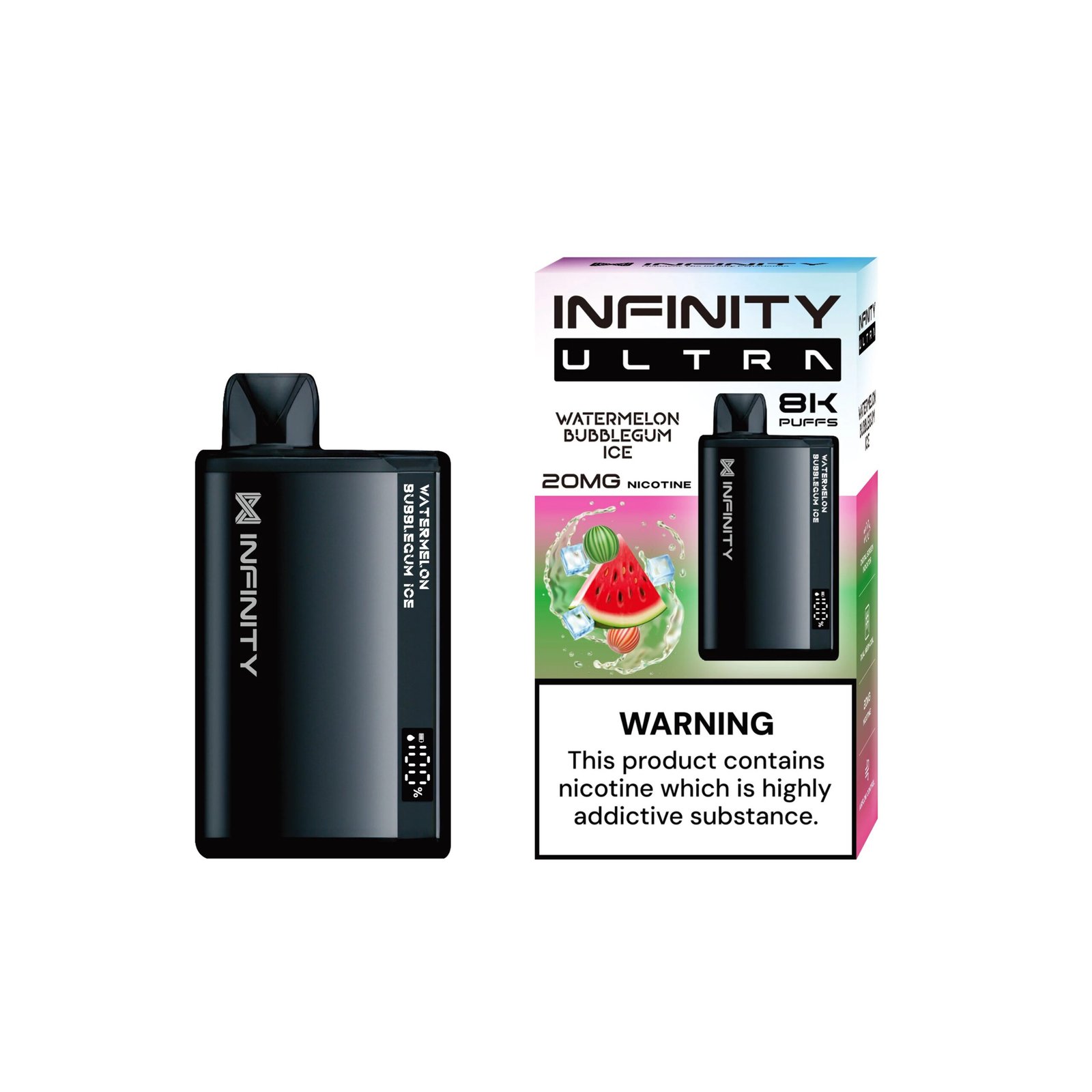 5_4a5d4356-f7e7-4c24-a0f0-a8a8a2d7a94d.jpg INFINITY ULTRA DISPOSABLE WATERMELON BUBBLEGUM ICE 8000 PUFF - Image 1