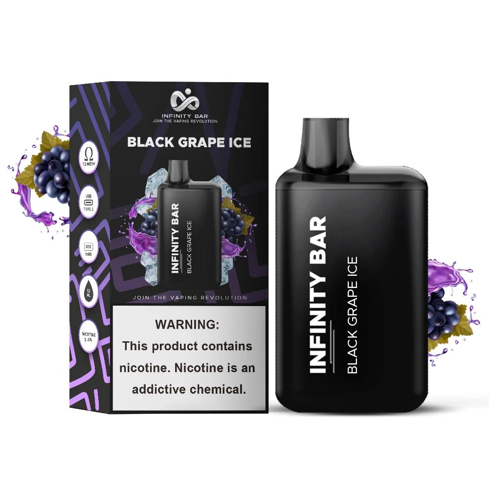 Black-Grape-Ice.jpg INFINITY DISPOSABLE BLACK GRAPE FRUIT ICE 5000 PUFF 20MG - Image 1