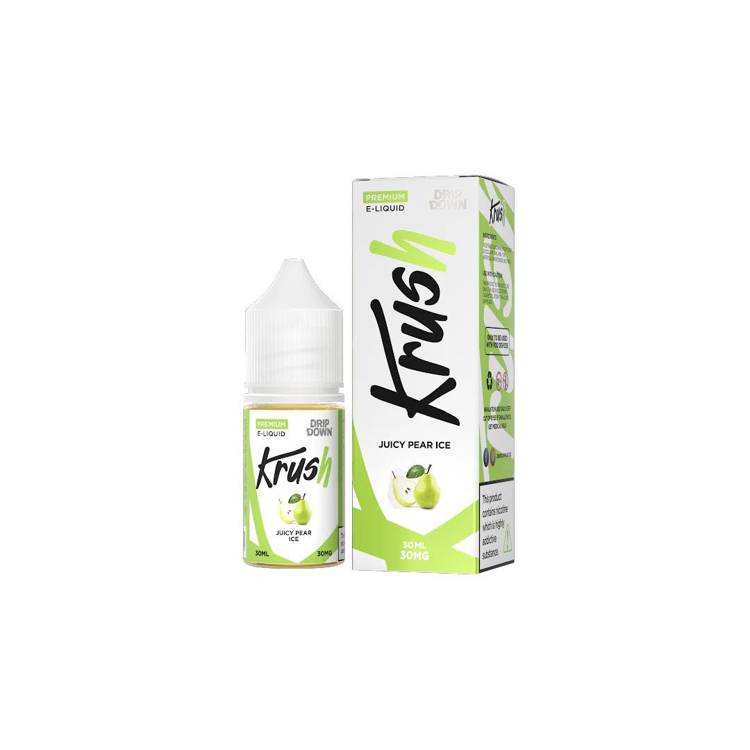 DRIPDOWNKRUSHJUICYPEARICESALTNIC30ML30MG.jpg DRIP DOWN KRUSH JUICY PEAR ICE SALTNIC 30ML - Image 1