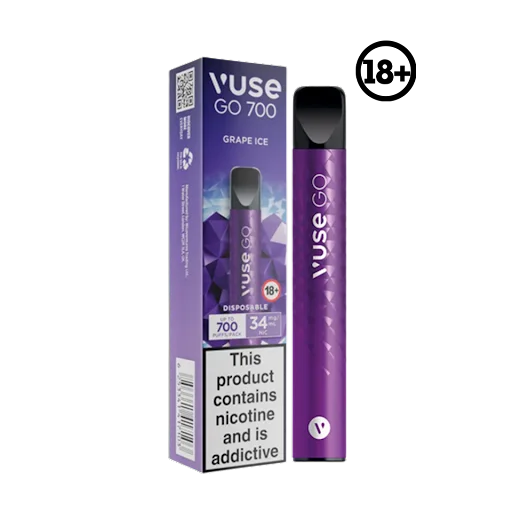 DisposableGrapeIce34mg700Puff.png VUSE GO 700 DISPOSABLE GRAPE ICE 34MG 700 PUFF - Image 1