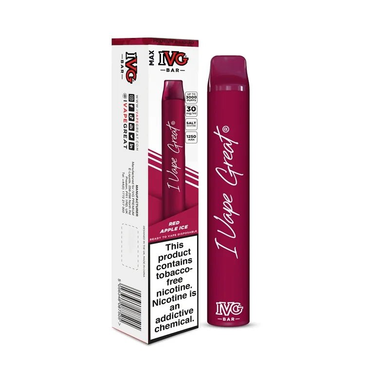 IVGBARDISPOSABLEREDAPPLEICE3000PUFF30mg_1.jpg IVG BAR DISPOSABLE RED APPLE ICE 3000 PUFF 30mg - Image 1