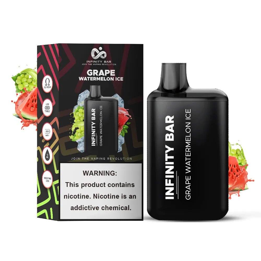InfinityDisposableVapeGrapeWatermelonIce.jpg INFINITY DISPOSABLE VAPE GRAPE WATERMELON ICE 5000 PUFF 3.5% - Image 1