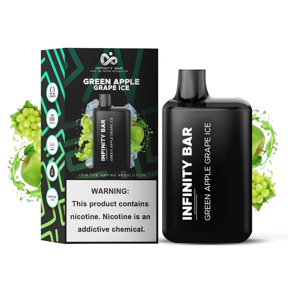 InfinityDisposableVapeGreenAppleGrapeIce.jpg INFINITY DISPOSABLE VAPE GREEN APPLE GRAPE ICE 5000 PUFF 3.5 % - Image 1