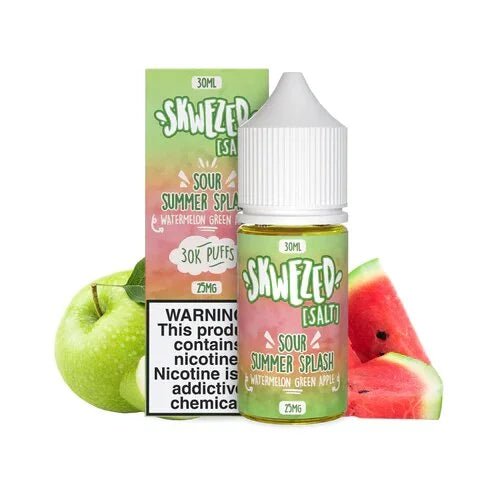 SKWEZEDSALTSOURSUMMERSPLASHWATERMELONGREENAPPLE30ML25MG.jpg SKWEZED SALT SOUR SUMMER SPLASH WATERMELON GREEN APPLE 30ML - Image 1