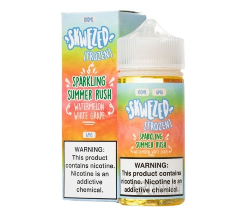 SKWEZED_FROZEN_SPARKLING_SUMMER_RUSH_WATERMELON_WHITE_GRAPE_ICE_FREE_BASE_100ML_6MG.jpg Skwezed Frozen Sparkling Summer Rush Watermelon White Grape Ice Free Base 100ml - Image 1