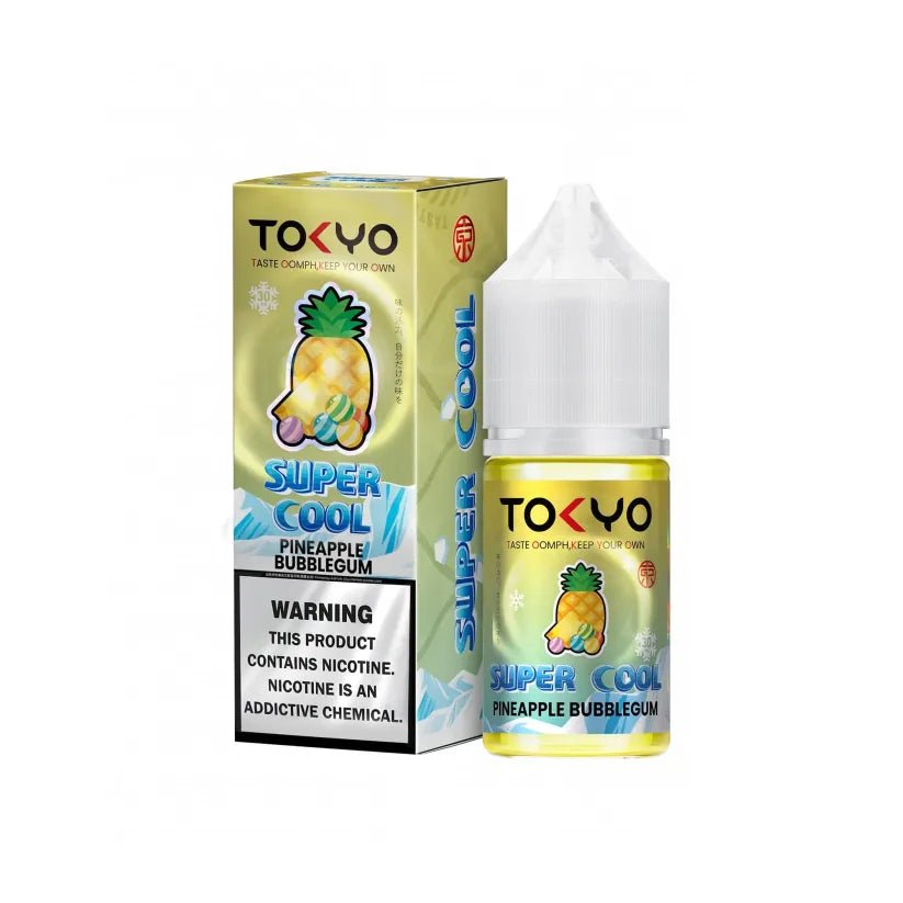 TOKYOSUPERCOOLPINEAPPLEBUBBLEGUMICESALTNIC30ML.jpg TOKYO SUPER COOL PINEAPPLE BUBBLEGUM ICE SALTNIC 30ML - Image 1