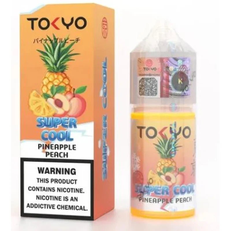 TOKYOSUPERCOOLPINEAPPLEPEACHICESALTNIC30ML50MG.jpg TOKYO SUPER COOL PINEAPPLE PEACH ICE SALTNIC 30ML - Image 1