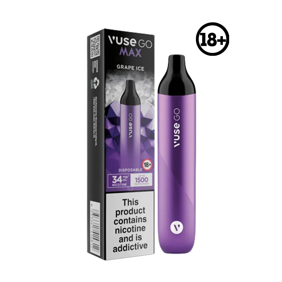 VuseGOMaxDisposableGrapeIce34mg1500Puff.png VUSE GO MAX DISPOSABLE GRAPE ICE 34MG 1500 PUFF - Image 1