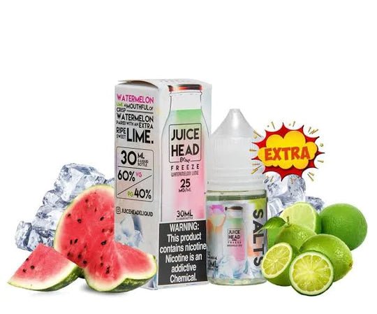 extrafreezewatermelonjuicehead_540x_c48df3c2-9893-4930-8a1f-355d961a3ca8.jpg WATERMELON LIME EXTRA FREEZE NIC SALT BY JUICE HEAD 30ML - Image 1